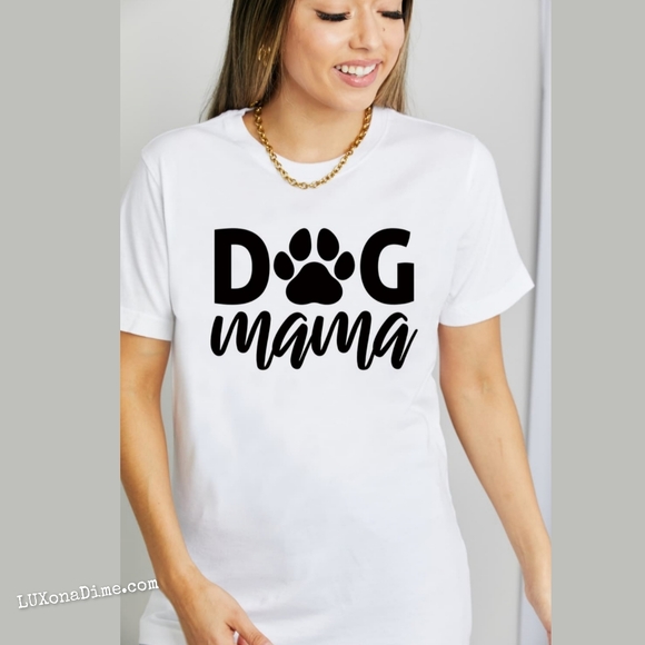 100% Cotton DOG MAMA Graphic Top Short-sleeve Tee Shirt Pet Parent Love Animals - Picture 2 of 5
